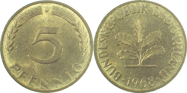 38268J~1.5 5 Pfennig  1968J f.bfr J 382  