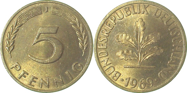38269J~1.1 5 Pfennig  1969J bfr/stgl J 382  