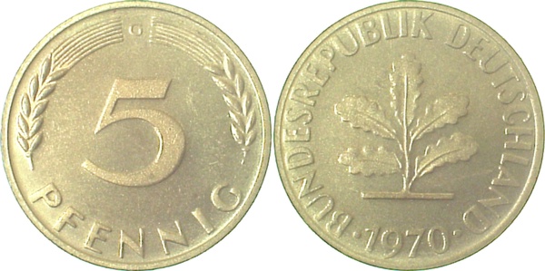 38270G~0.0 5 Pfennig  1970G PP.......10200 Exemplare  J 382  