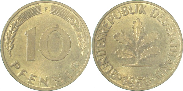 38350F~1.0a 10 Pfennig  1950F stgl EA J 383  