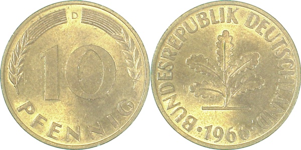 38366D~1.1 10 Pfennig  1966D bfr/stgl J 383  