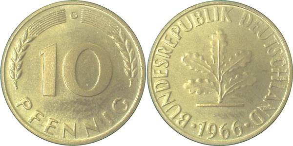 38366G~0.0 10 Pfennig  1966G PP 3070 Exemplare  J 383  