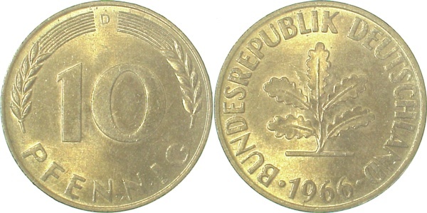 38366D~1.5 10 Pfennig  1966D f.bfr J 383  