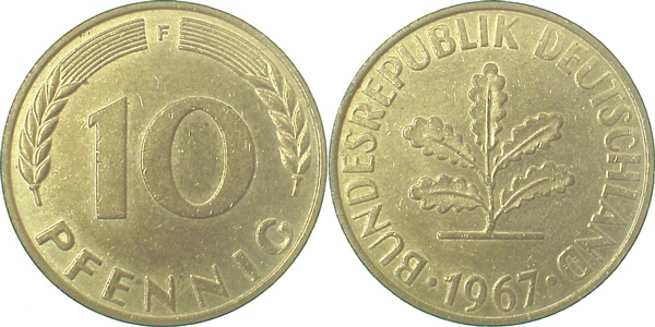 38367F~1.5 10 Pfennig  1967F f.bfr J 383  