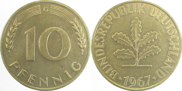 38367G~2.0 10 Pfennig  1967G vz J 383  