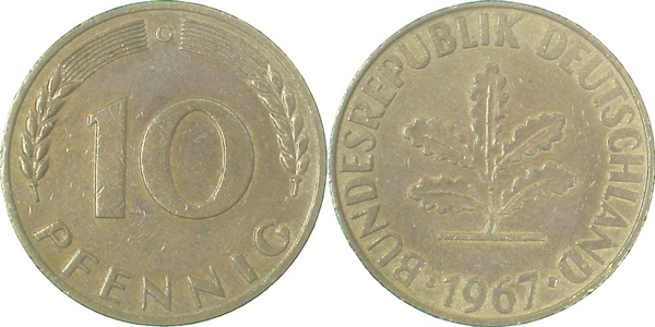 38367G~2.2 10 Pfennig  1967G vz- J 383  