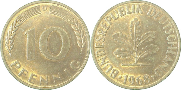 38368D~1.2 10 Pfennig  1968D bfr J 383  