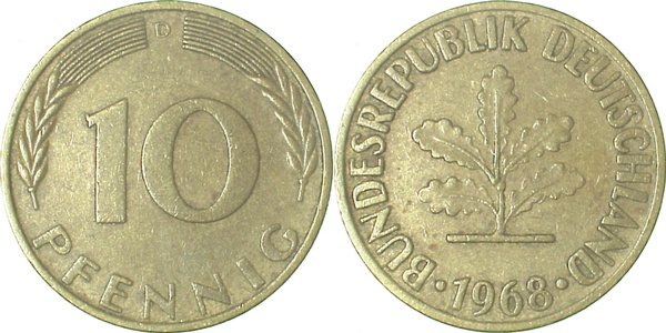 38368D~v-17V2 10 Pfennig  50D Grannen a. Körner angewachsen EPA 17V2  