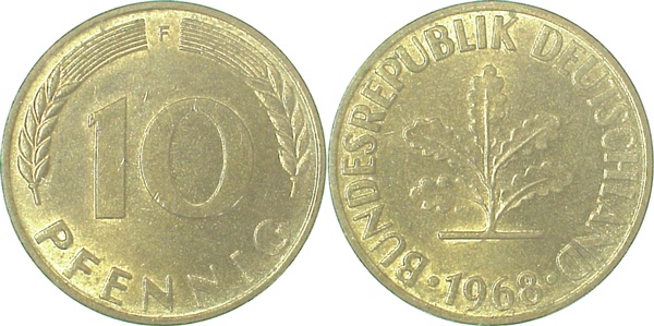 38368F~1.2 10 Pfennig  1968F bfr J 383  