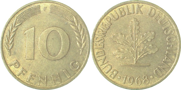 38368F~1.5 10 Pfennig  1968F f.bfr. J 383  