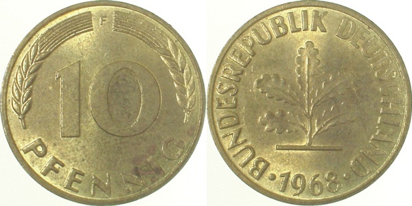 38368F~1.1 10 Pfennig  1968F bfr/stgl J 383  