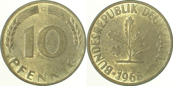 38368G~1.2 10 Pfennig  1968G bfr J 383  