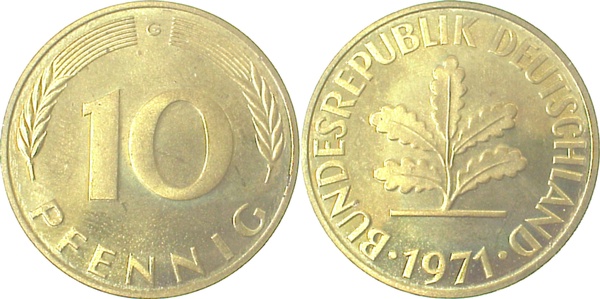 38371G~0.0 10 Pfennig  1971G PP.......10200 Exemplare  J 383  