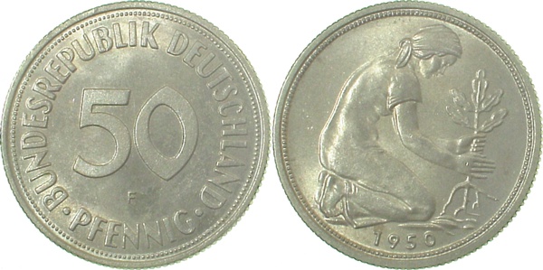 38450F~1.1 50 Pfennig  1950F bfr/stgl J 384  