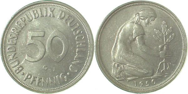 38450G~1.5 50 Pfennig  1950G vz/stgl J 384  