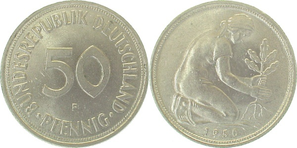 38450F~1.2 50 Pfennig  1950F bfr J 384  