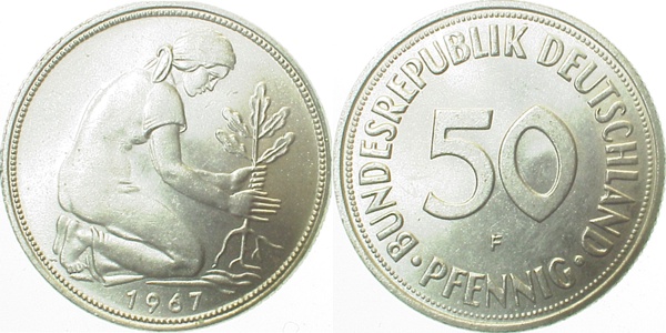 38467F~1.1 50 Pfennig  1967F bfr/stgl J 384  