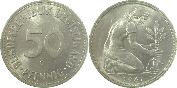 38467G~1.0 50 Pfennig  1967G stgl J 384  