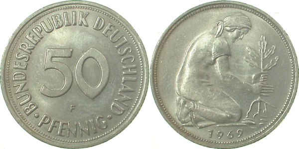 38469F~1.1 50 Pfennig  1969F bfr/stgl J 384  