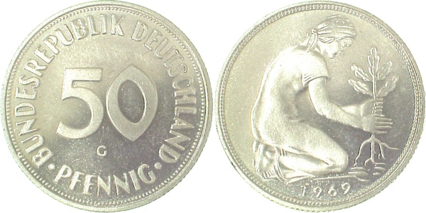 38469G~0.0 50 Pfennig  1969G PP 8700 Exemplare  J 384  