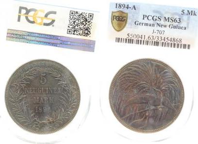 70794A~1.1-PAT-GG 5 Mark  Neuguinea prfr/st. super Regenbogen Patina !! J 707  