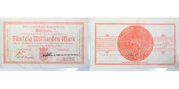 Crailsheim-7b-w   Crailsheim 1923 Notgeld gebraucht weiss Notgeld  