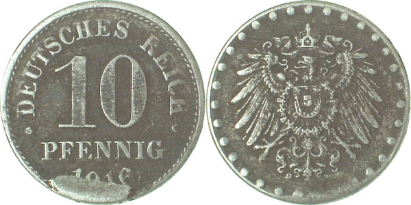 F29816D3.0 10 Pfennig  16D Stempelausbruch SS J 298  