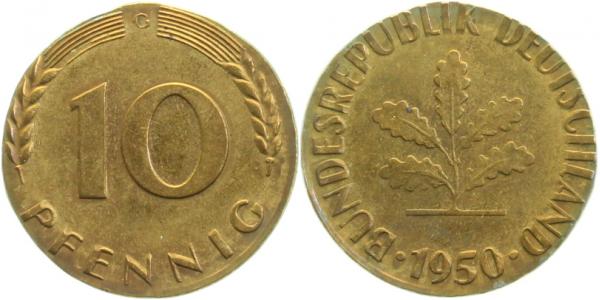 F38350G2.0a 10 Pfennig 50G auf 5 Pfennig Rohling gepr. J 383  