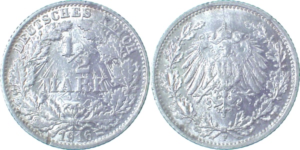 LP01616F1.5 1/2 Reichsmark 16F starke Licht.Präg!! J 016  