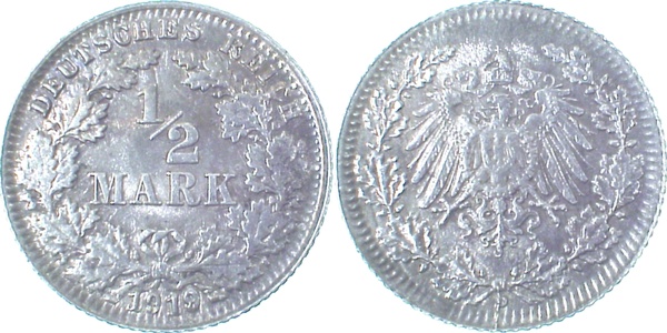 LP01619D2.5 1/2 Reichsmark 19D Licht.Prägung ss/vz J 016  
