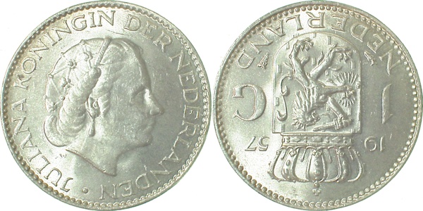 NL-1.0-57a 1 Gld. Niederlande 1957 unc. NL-1.0  