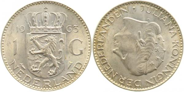 NL-1.0-63a 1 Gld. Niederlande 1963 stgl NL-1.0  