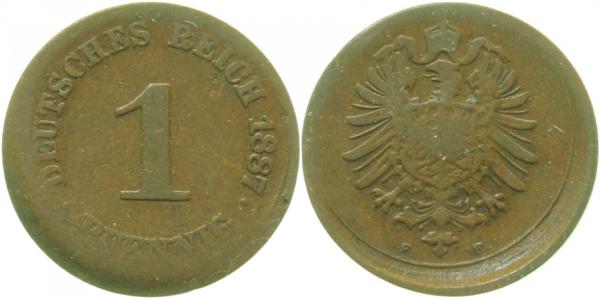 P00187F3.5 1 Pfennig 1887F ca. D10 s/ss J 001  