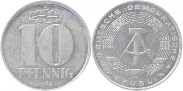 P151068A1.5 10 Pfennig  68A WS: l.dezentr. vz/st J1510  