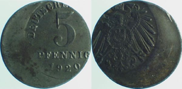 P29720E3.0 5 Pfennig  1920E ss D35 J 297  