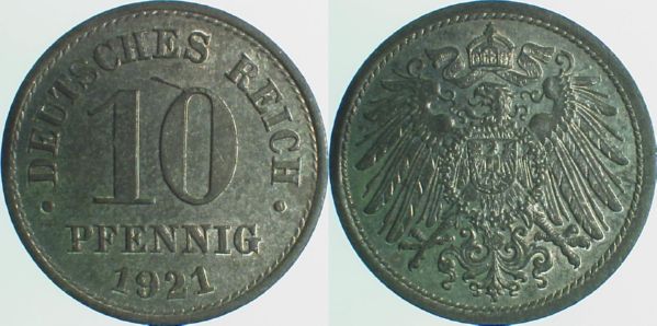 P29921-1.2 10 Pfennig  1921 WS:0 m. Apostroph J 299  