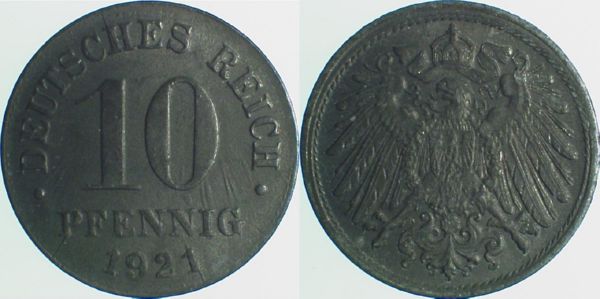 P29921-1.5 10 Pfennig  1921 o.Mzz. vz Licht.Pr J 299  