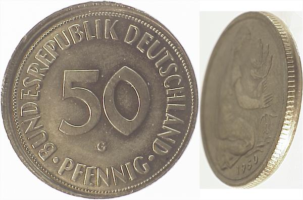 P38450G1.5a 50 Pfennig  50G D5 prfr. tw.o.Riff. J 384  