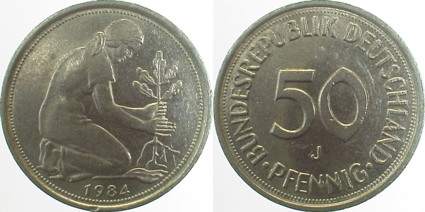 P38484J2.5 50 Pfennig  84J WS: tw. dopplelt J 384  