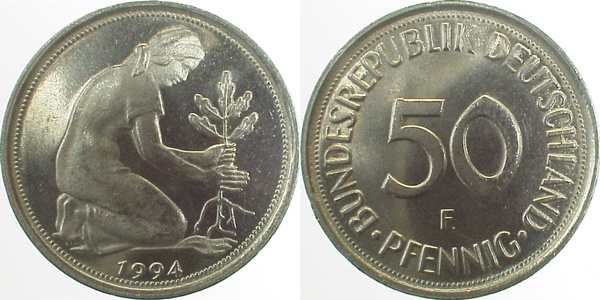 P38494F1.5 50 Pfennig 1994F WS:doppelt vz J 384  