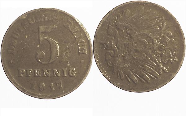 S29717-3.0 5 Pfennig  1917 S90 ss J 297  