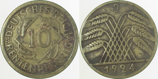 S30924J3.0 10 Pfennig  1924J ca. S330 ss   !!! J 309  