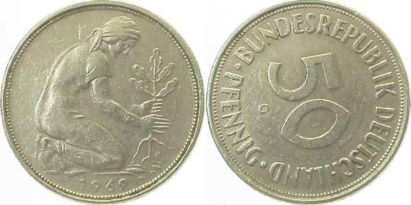 S38469G2.5 50 Pfennig  1969 G S45 ss/vz J 384  