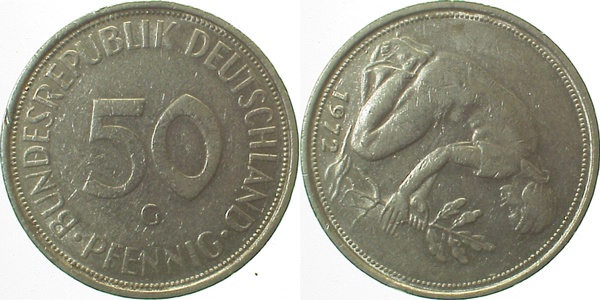 S38472G3.0 50 Pfennig  1972G ca. S90 ss J 384  
