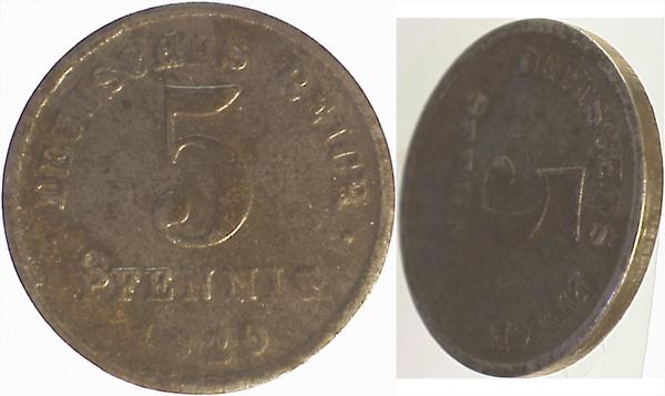 U29720F2.5 5 Pfennig  1924F Rand o.Kerb ss/vz J 297  