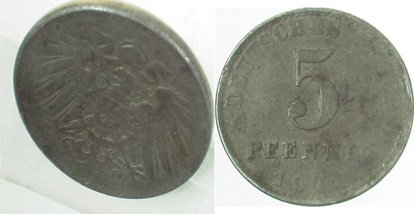U29721-3.0 5 Pfennig  1921 ss o.Mzz.+Riffelrd. J 297  
