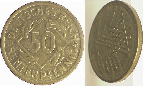 U31024A2.0 50 Pfennig  1924A vz undl. Rdprä J 310  