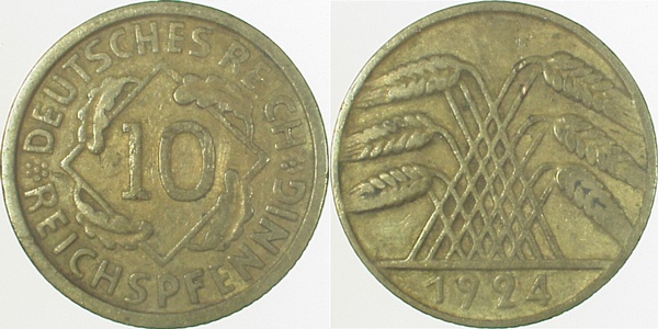 U31724-2.5 10 Pfennig  1924 o.Mzz. !!! J 317  