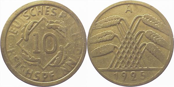 U31725A2.0 10 Pfennig  1925A VS fehlende Buchst. J 317  