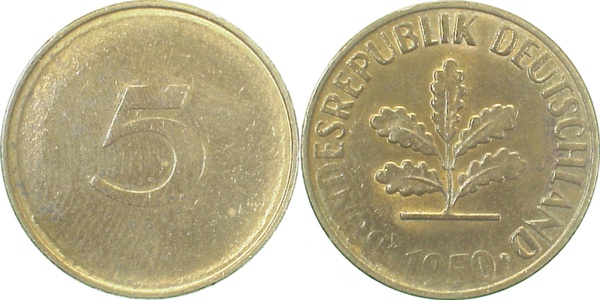 U38250-2.2 5 Pfennig  WS nur 5 geprägt!! J 382  